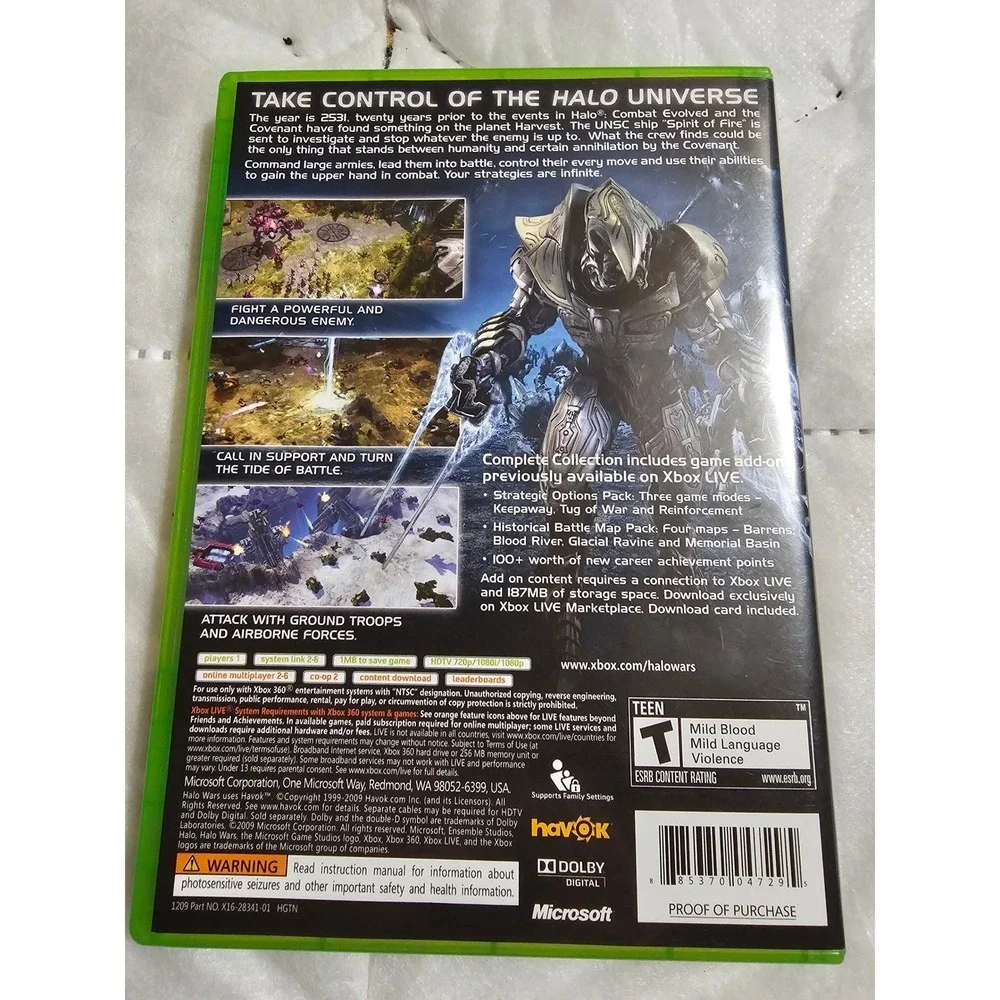 Halo‎ Wars Xbox 360 Platinum Hits Bonus Content Strategy Game